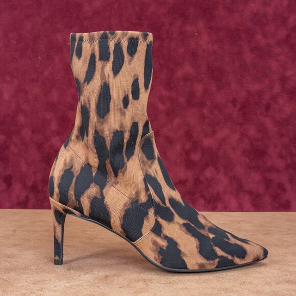Stuart Weitzman Women Wren Fabric Leopard Print High Heel Ankle Boots sz 8 - Picture 4 of 9